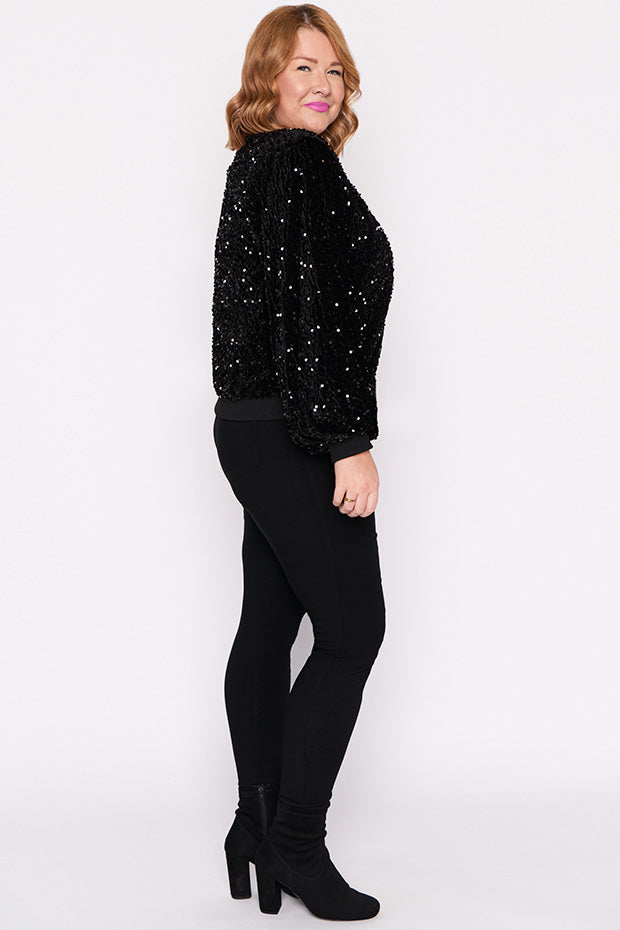 Bling Black Sequins Jacket – Black Sequins bomber jacket
