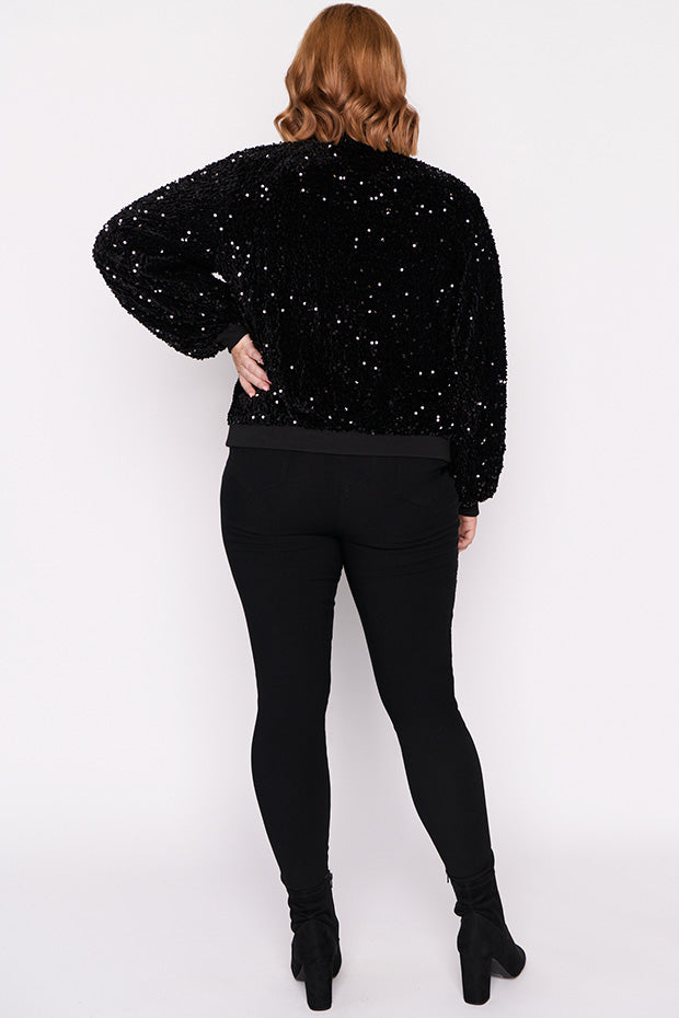 Bling Black Sequins Jacket – Black Sequins bomber jacket