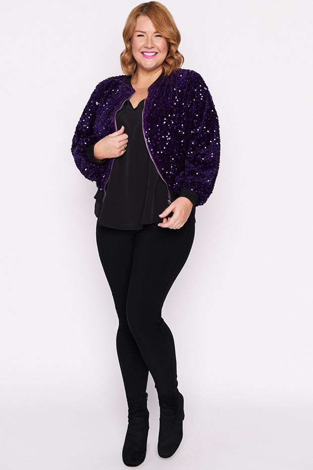 Bling Purple Sequins Jacket – Purple Sequins bomber jacket