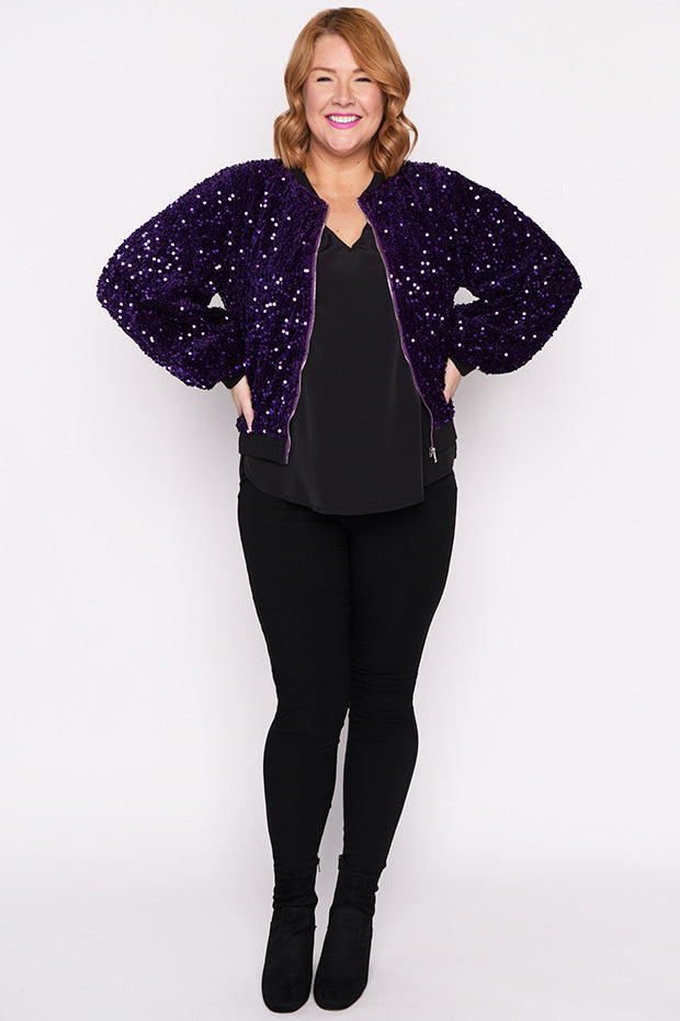 Bling Purple Sequins Jacket – Purple Sequins bomber jacket