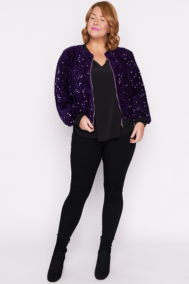 Bling Purple Sequins Jacket – Purple Sequins bomber jacket