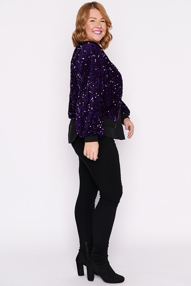 Bling Purple Sequins Jacket – Purple Sequins bomber jacket