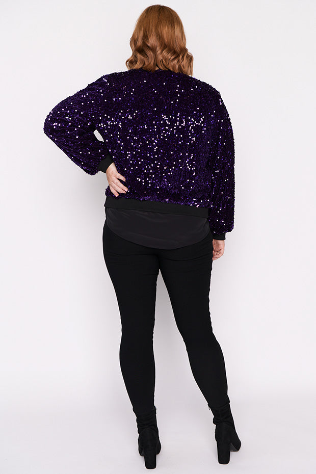 Bling Purple Sequins Jacket – Purple Sequins bomber jacket
