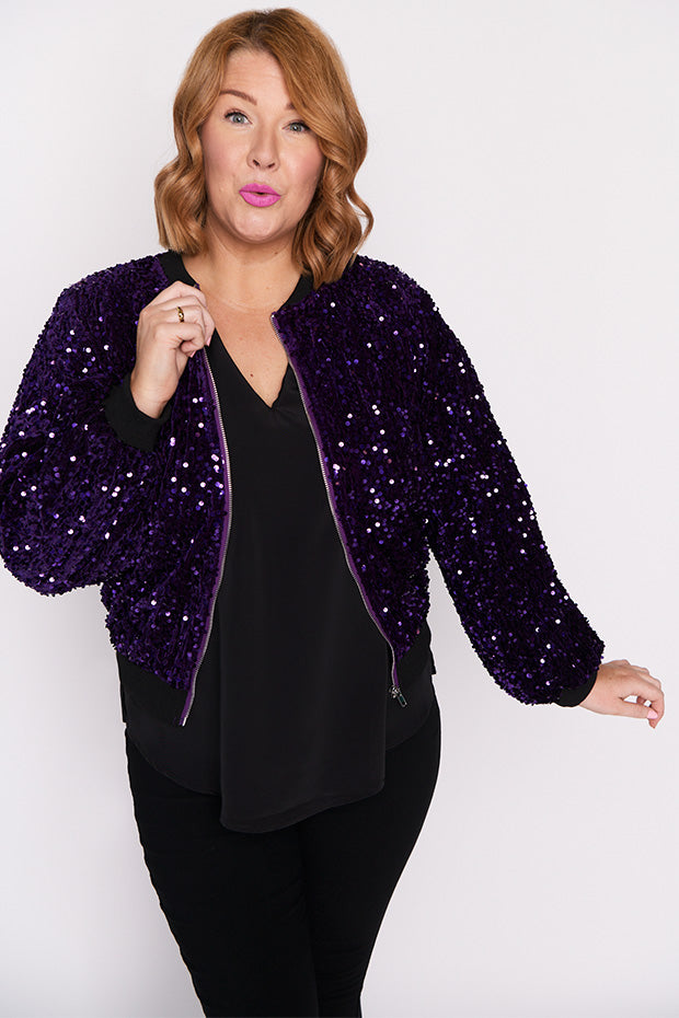 Bling Purple Sequins Jacket – Purple Sequins bomber jacket