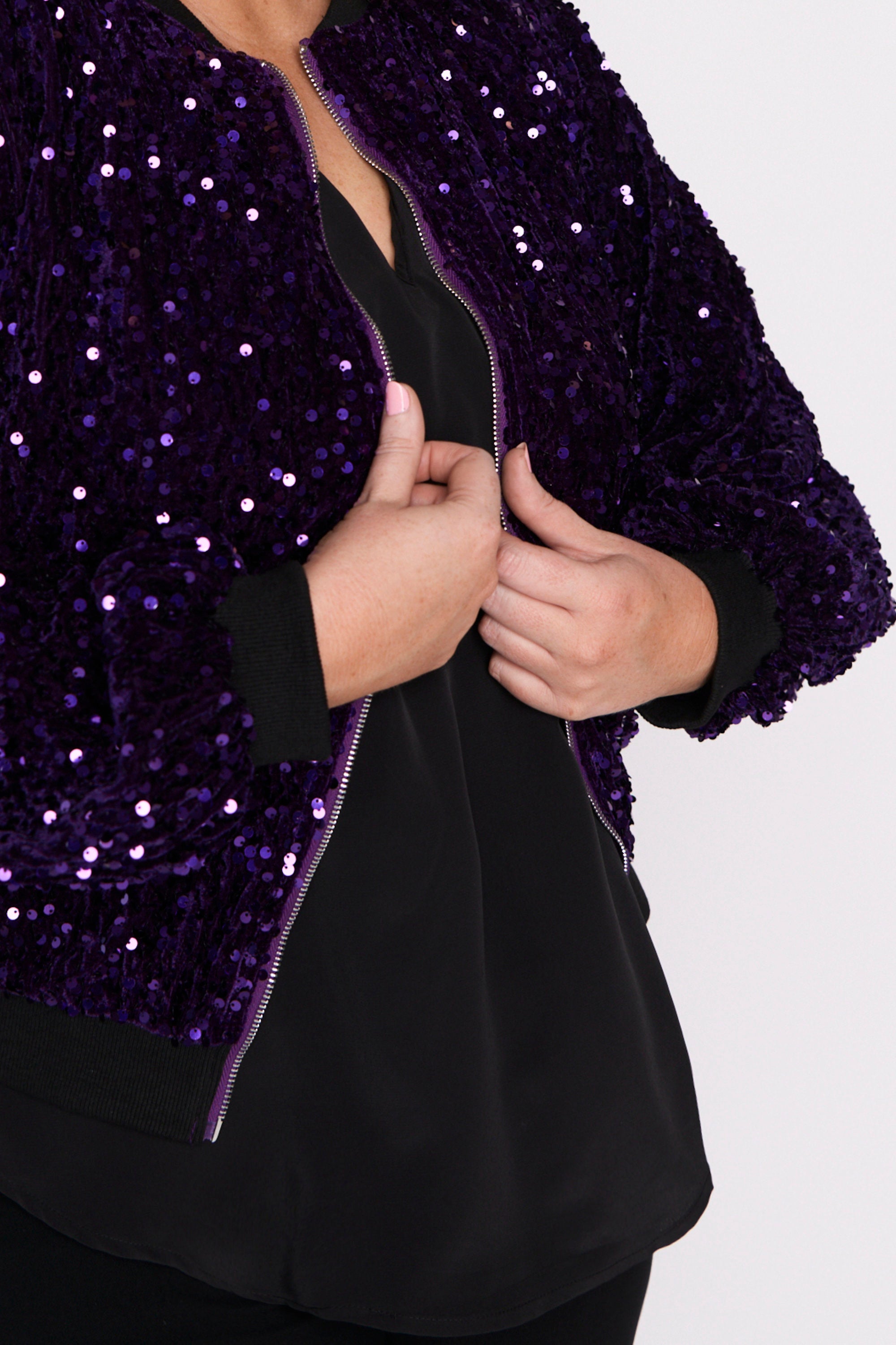 Bling Purple Sequins Jacket – Purple Sequins bomber jacket