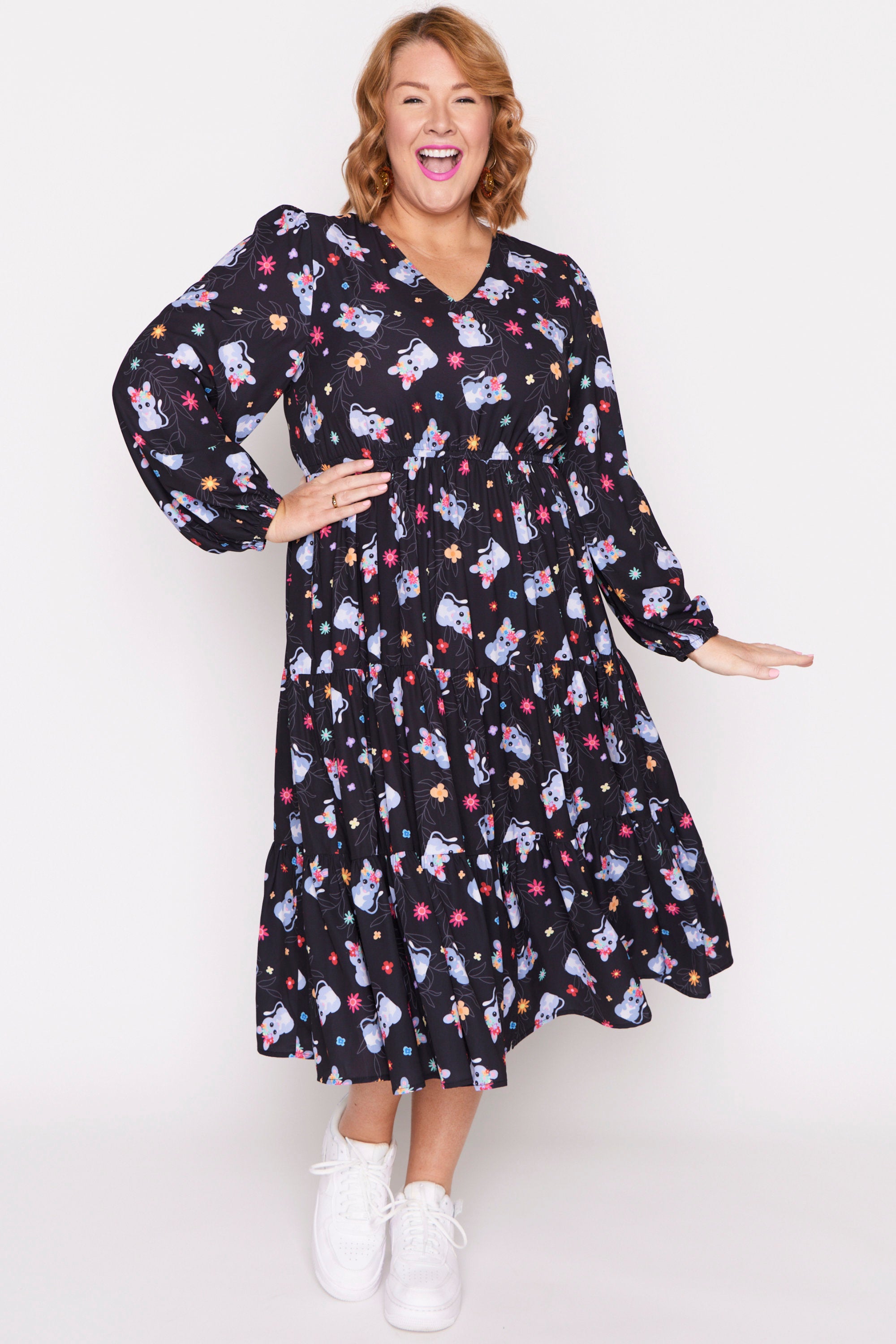 Charity Bilby Blossom Long Sleeve Dress – Bilby Blossom midi dress