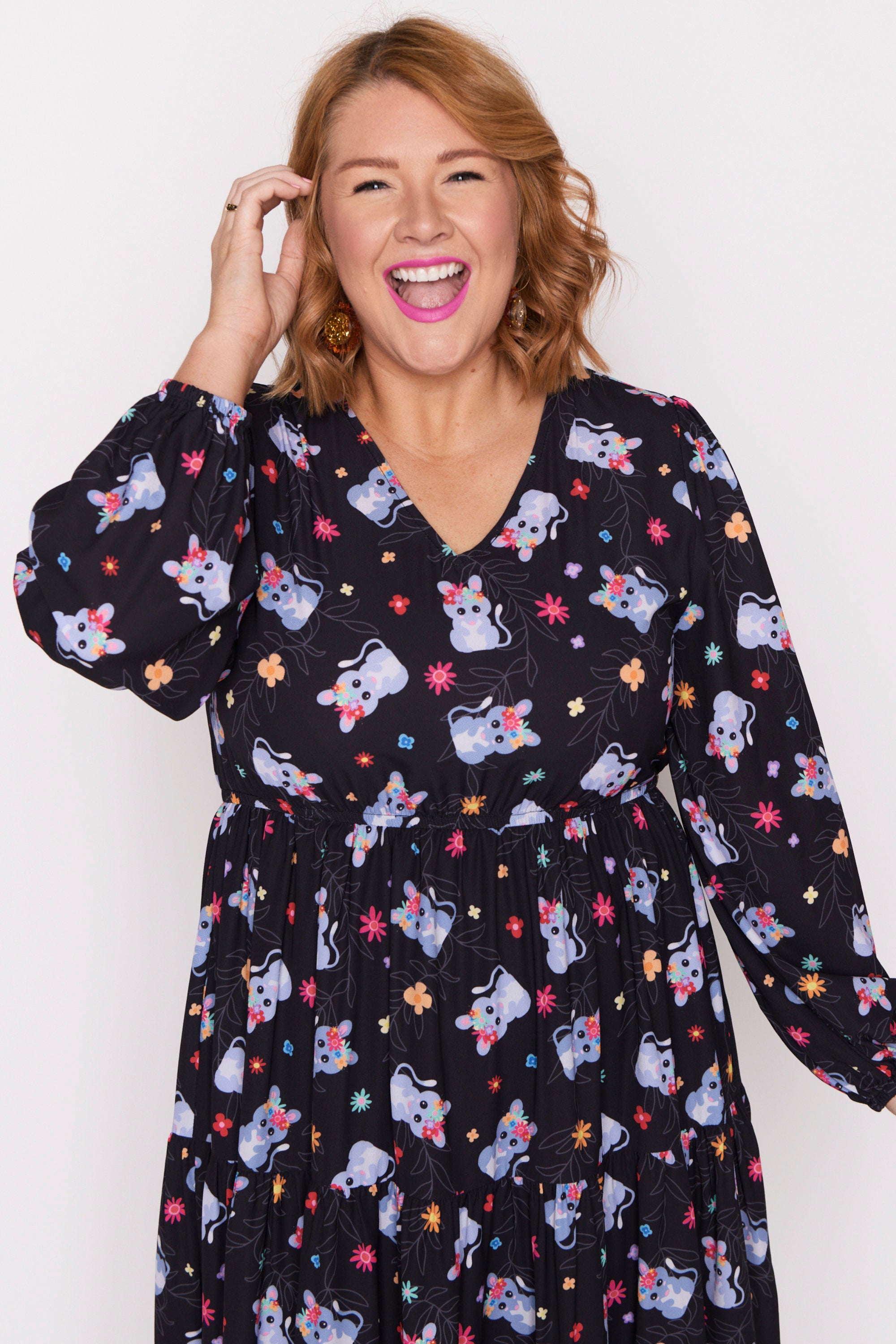 Charity Bilby Blossom Long Sleeve Dress – Bilby Blossom midi dress