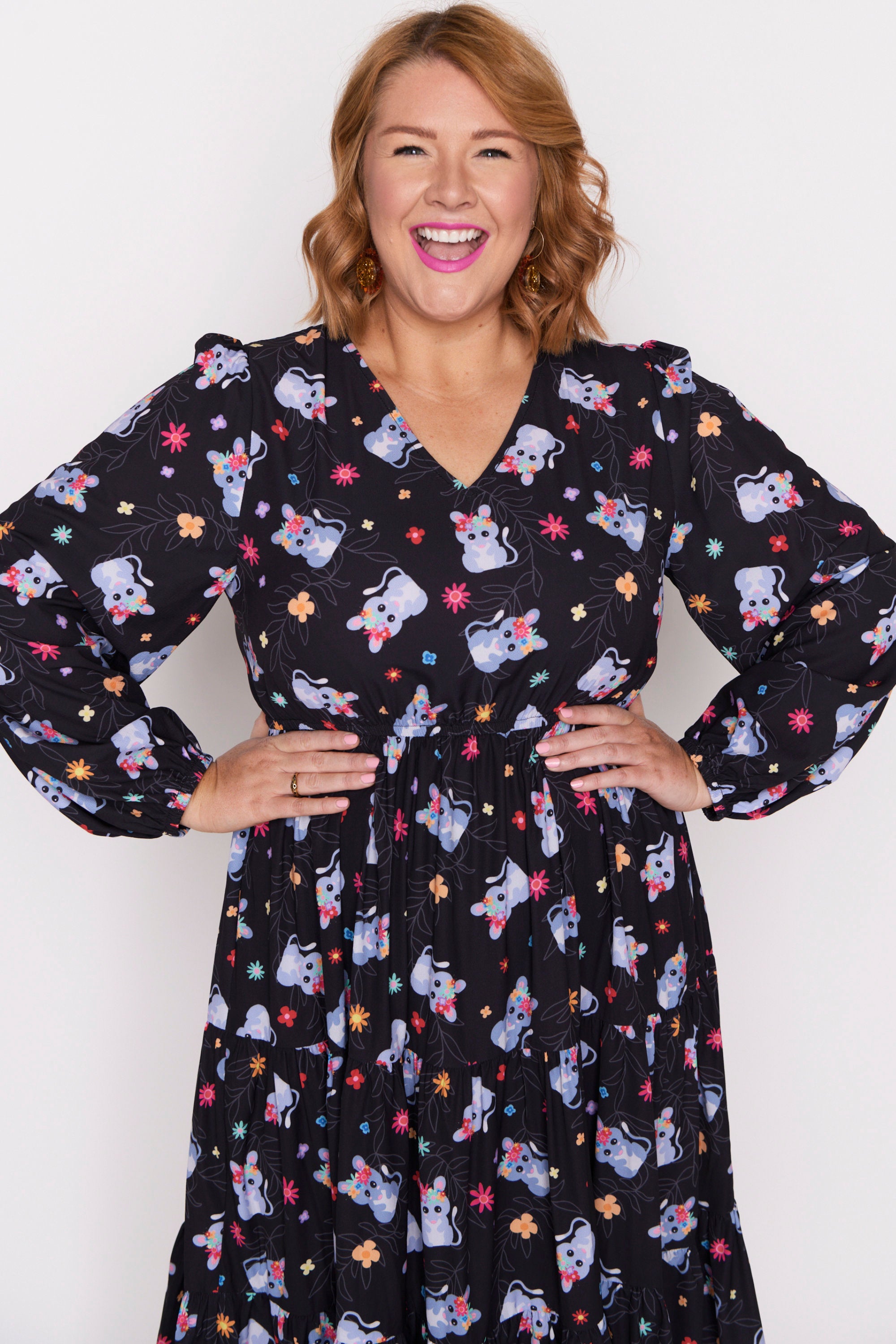 Charity Bilby Blossom Long Sleeve Dress – Bilby Blossom midi dress