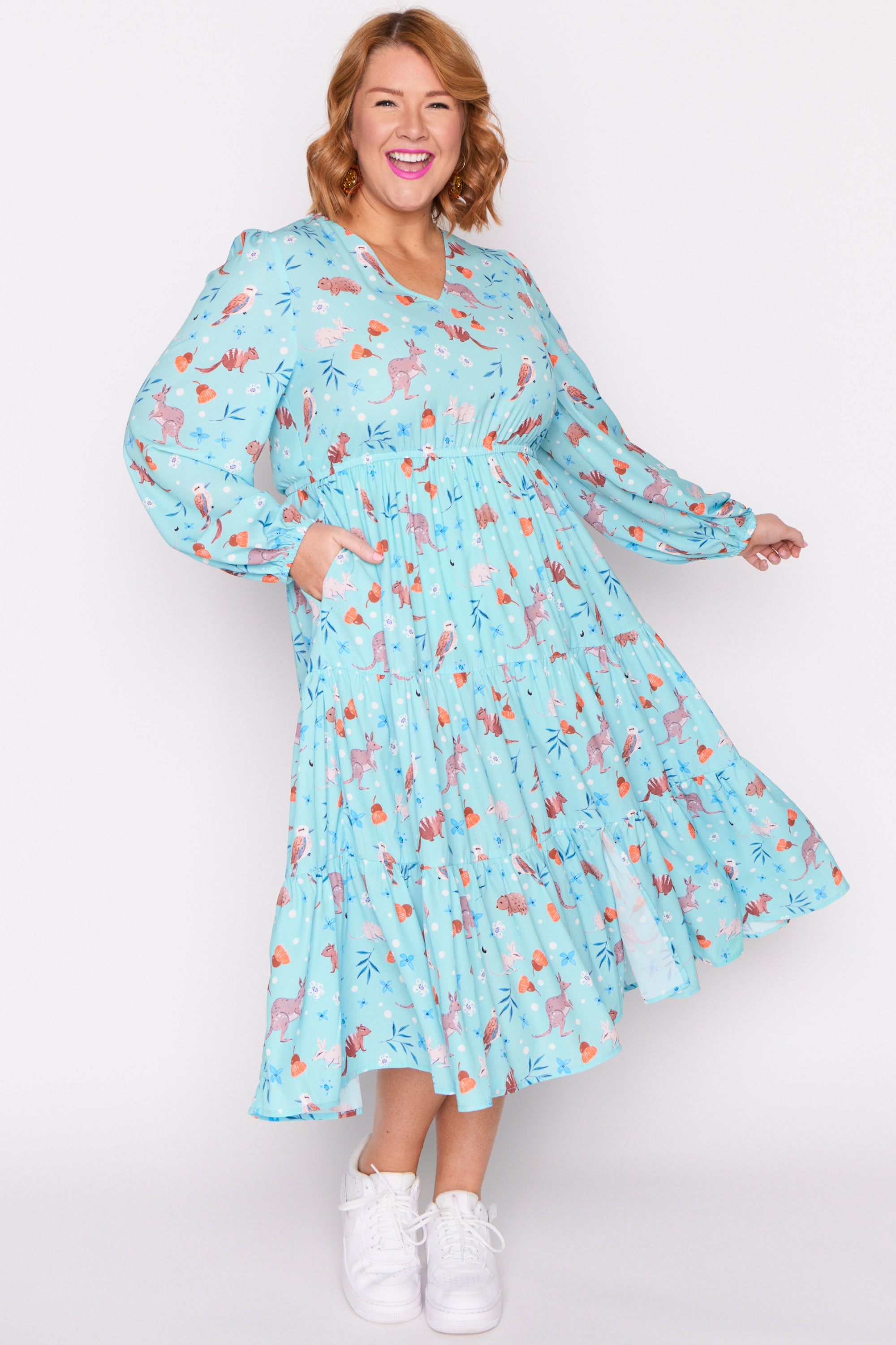 Charity Hopping Happy Long Sleeve Dress – Hopping Happy midi dress