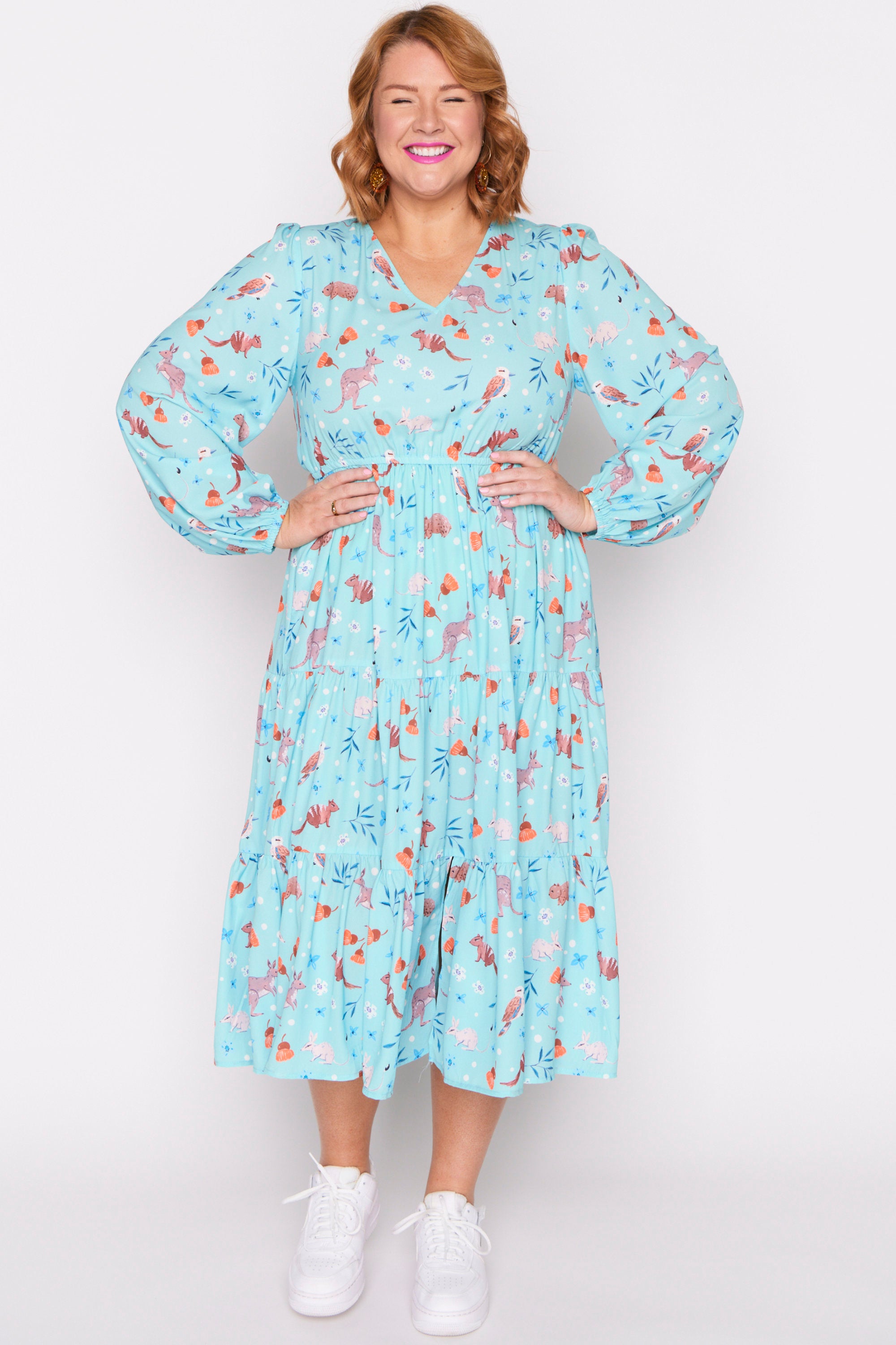 Charity Hopping Happy Long Sleeve Dress – Hopping Happy midi dress