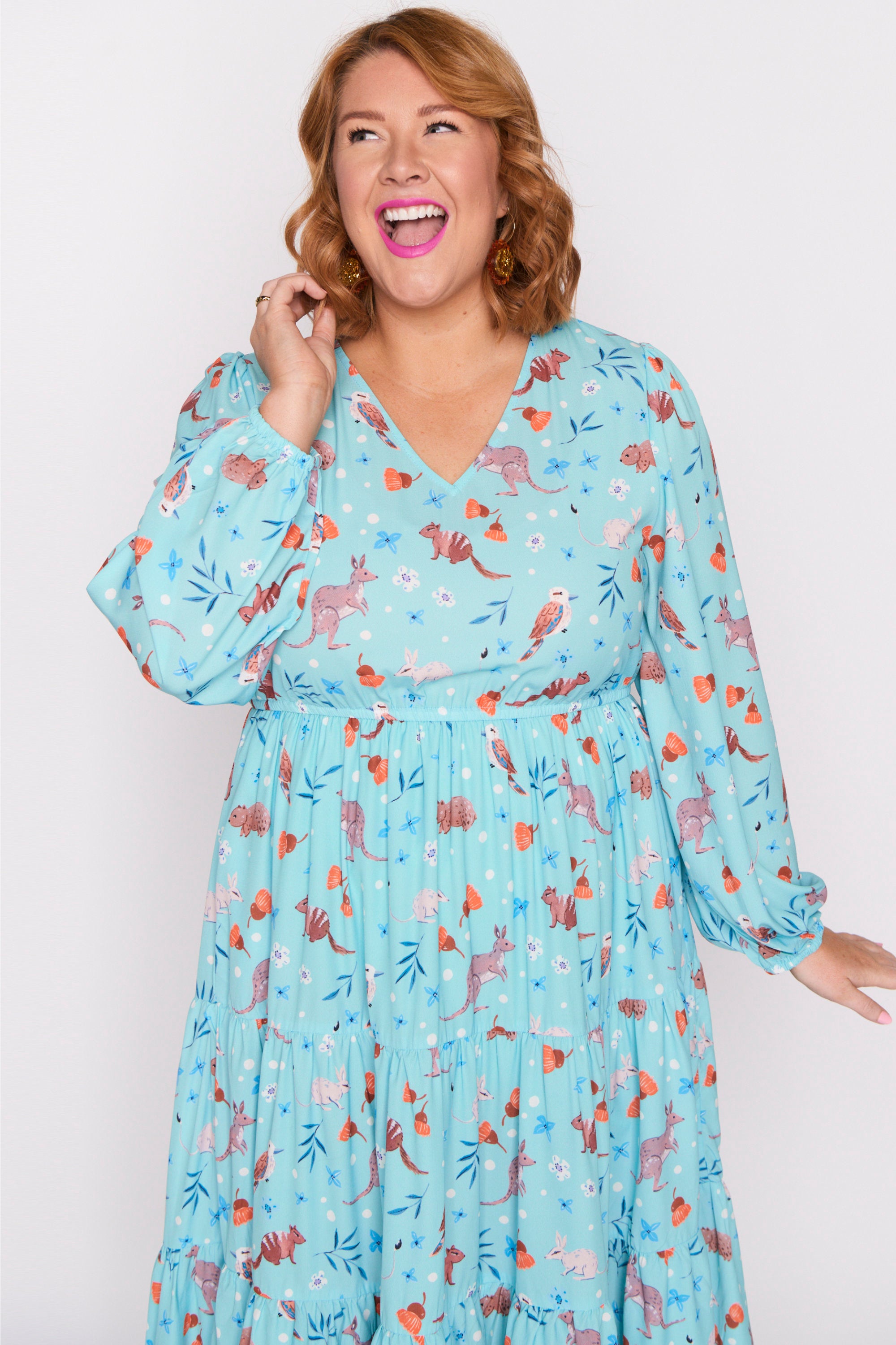 Charity Hopping Happy Long Sleeve Dress – Hopping Happy midi dress