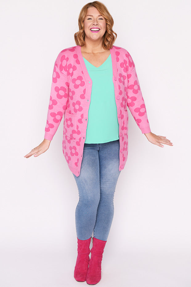 Clover Pink Daisy Cardi – Pink Daisy cardigan
