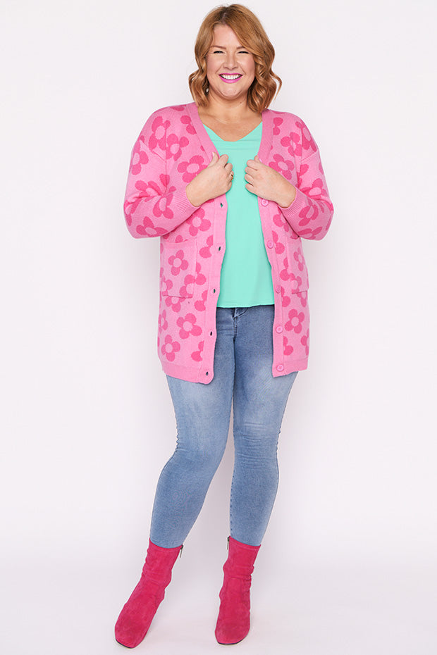 Clover Pink Daisy Cardi – Pink Daisy cardigan