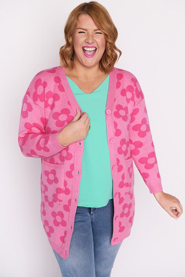 Clover Pink Daisy Cardi – Pink Daisy cardigan