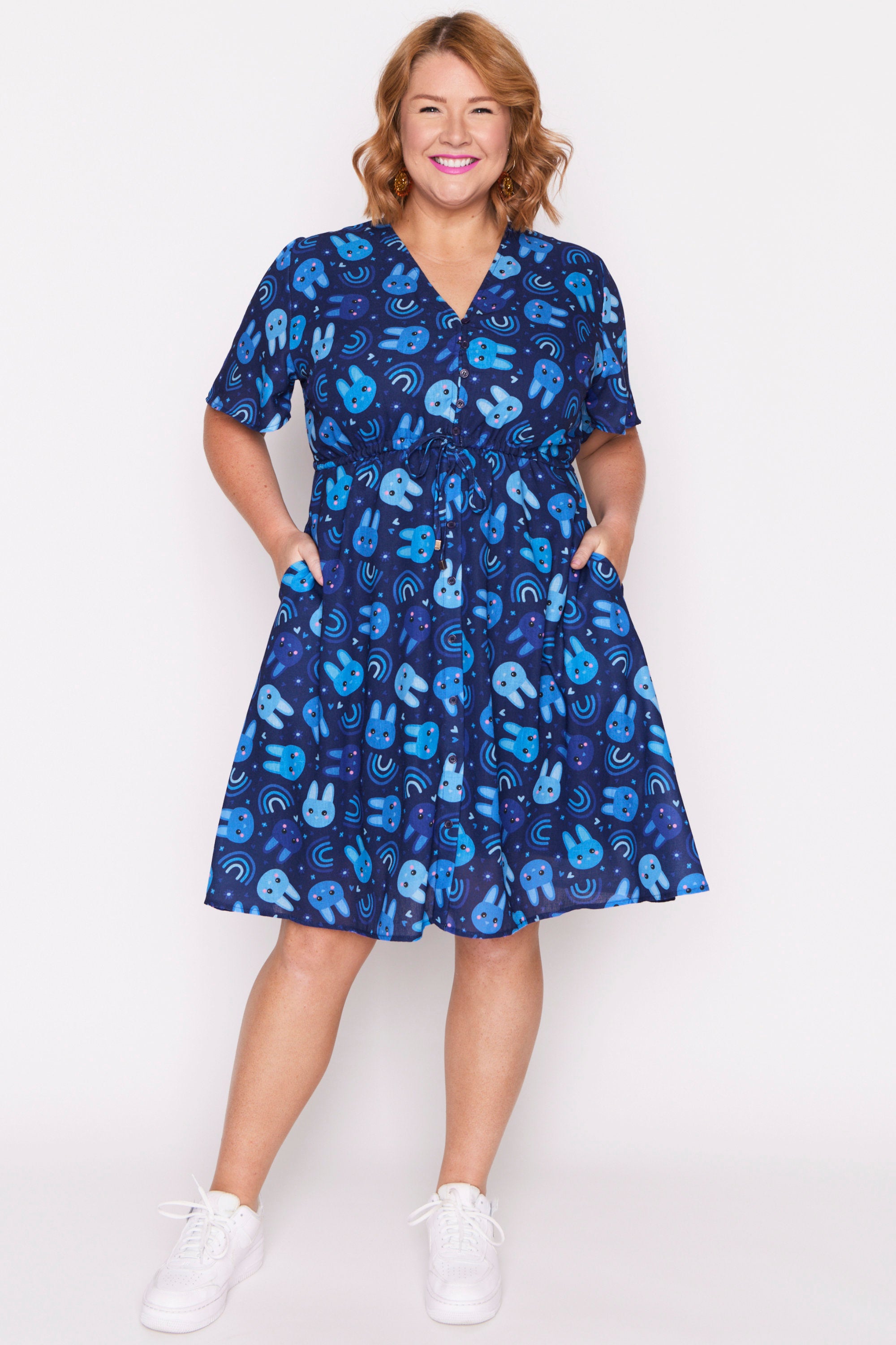 Sage Blue Bunnies Dress – Blue Bunnies knee length dress
