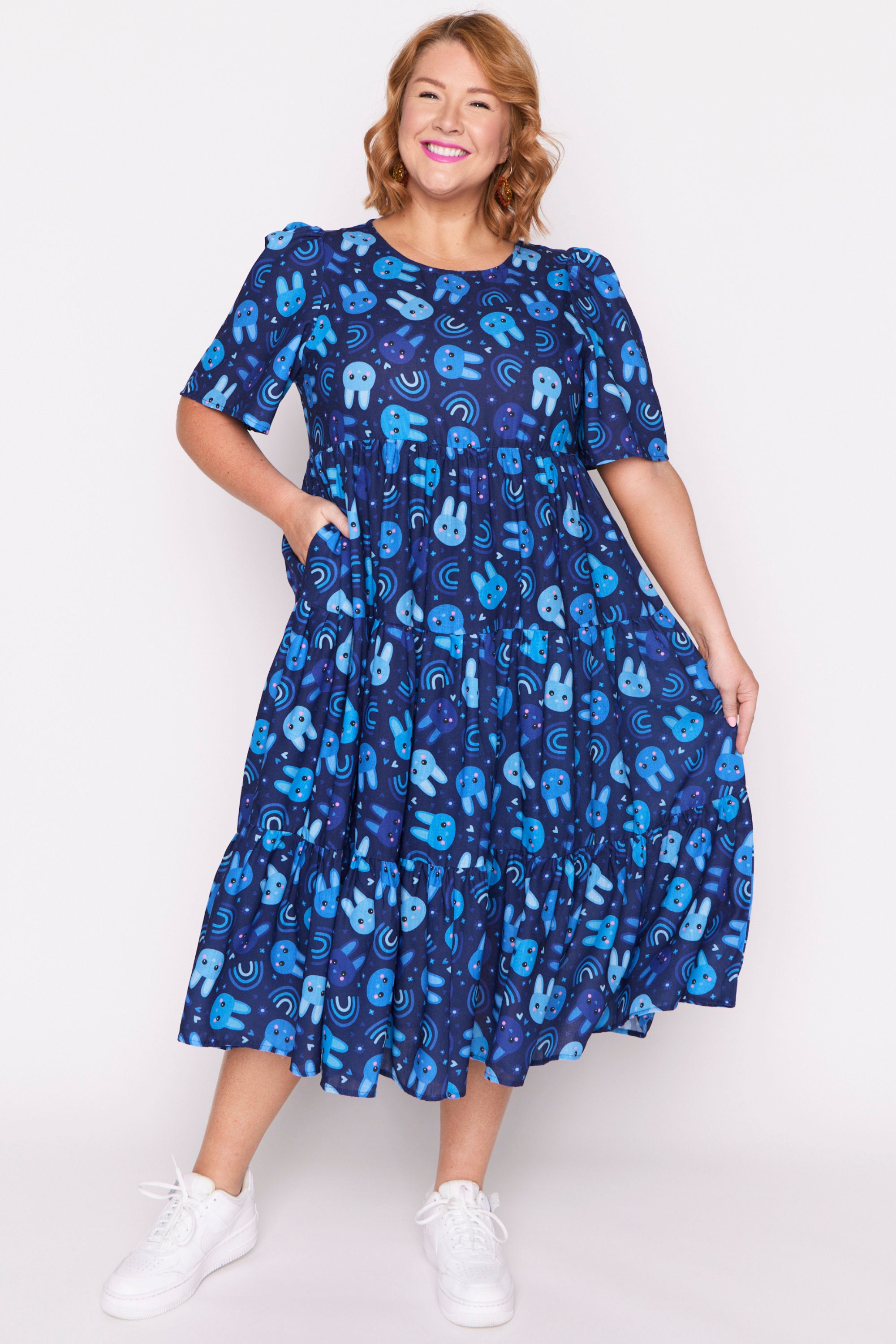 Saturn Blue Bunnies Dress – Blue Bunnies midi dress