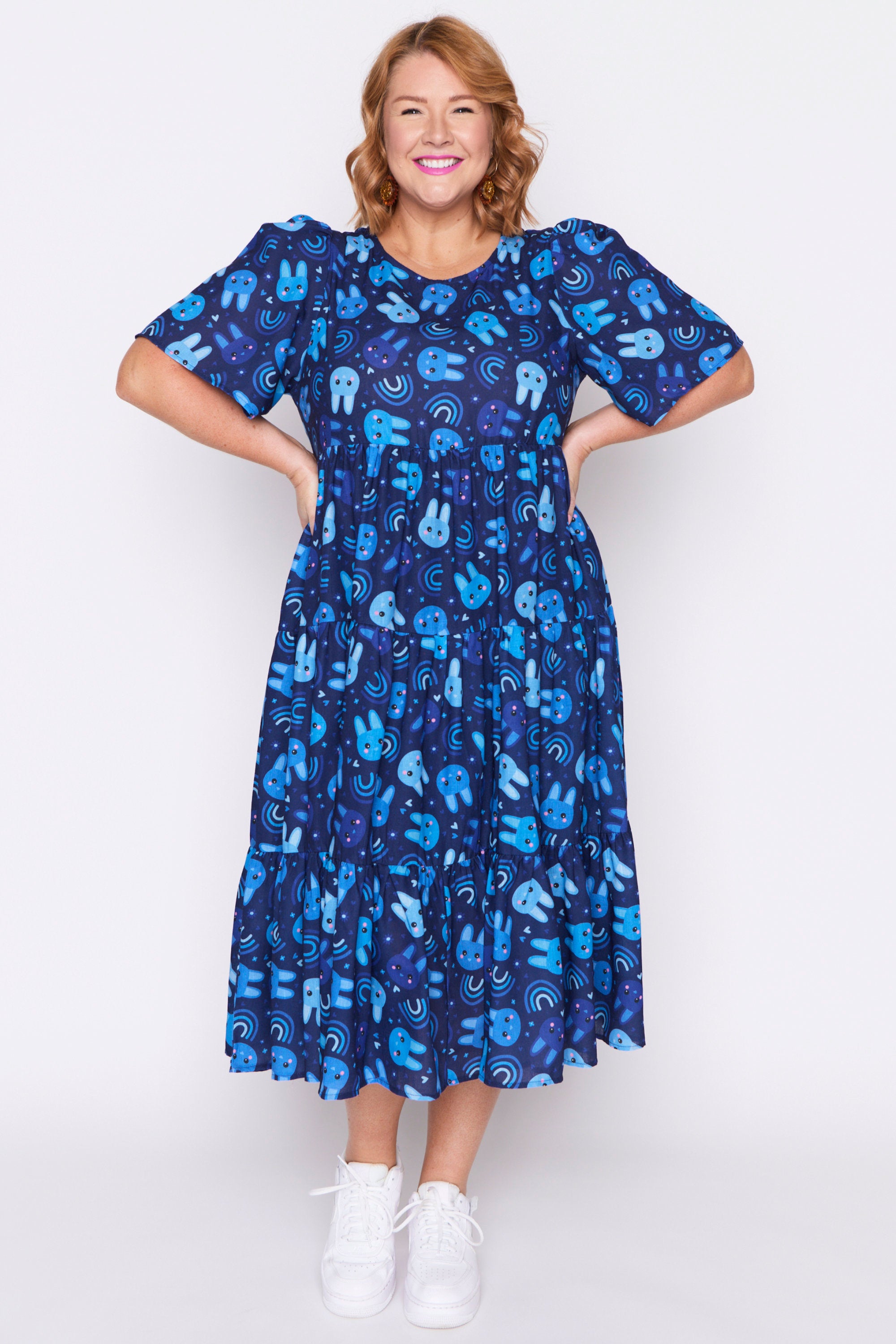 Saturn Blue Bunnies Dress – Blue Bunnies midi dress