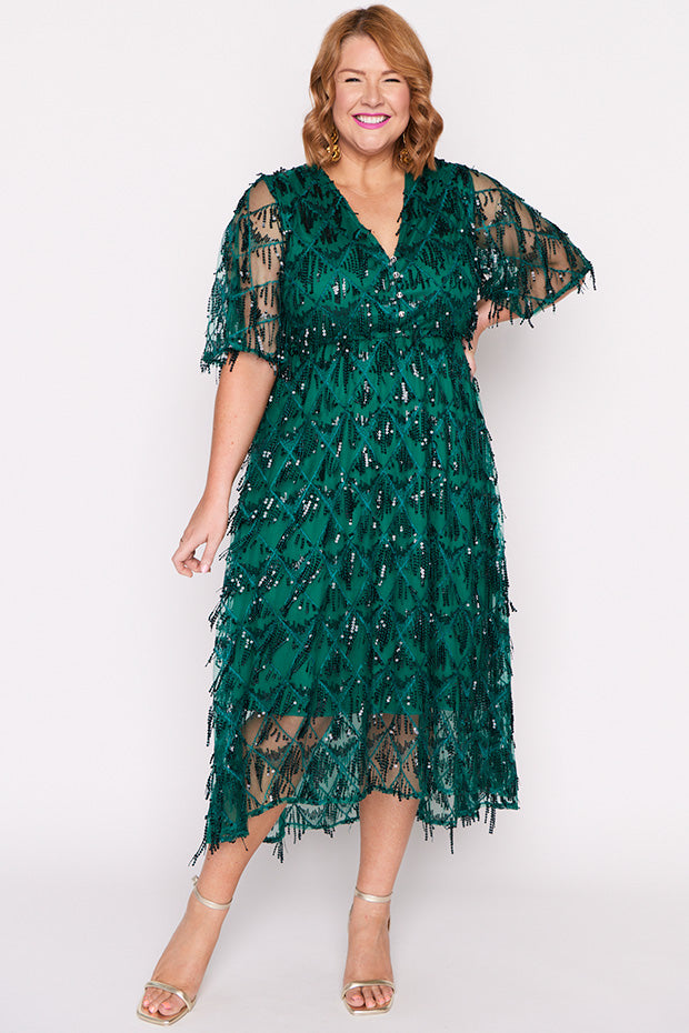 Wonderful Forest Green Party Dress – Forest Green midi dress