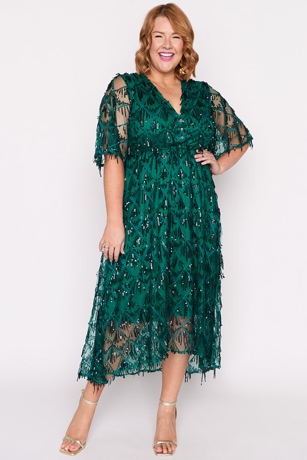 Wonderful Forest Green Party Dress – Forest Green midi dress