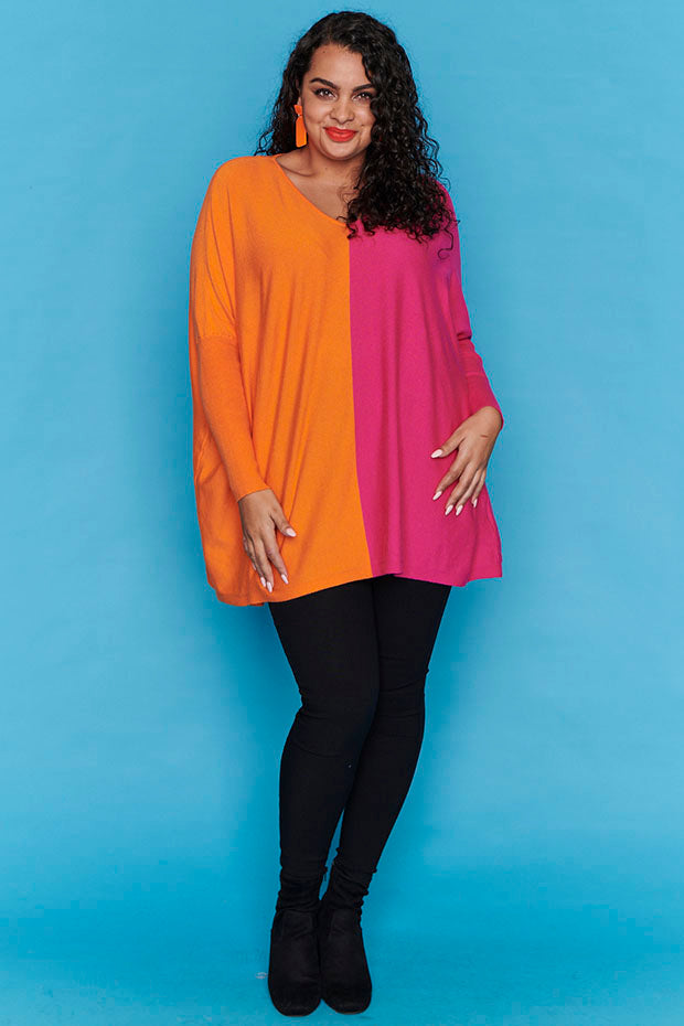 Rewind Orange & Pink Knit – Orange & Pink sweater
