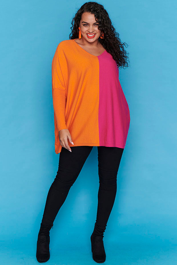 Rewind Orange & Pink Knit – Orange & Pink sweater