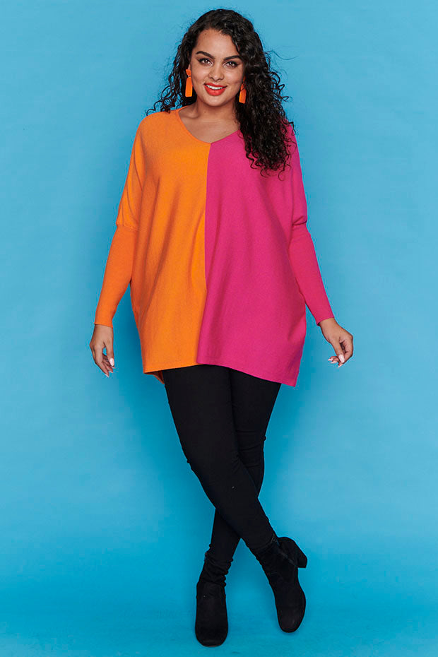 Rewind Orange & Pink Knit – Orange & Pink sweater