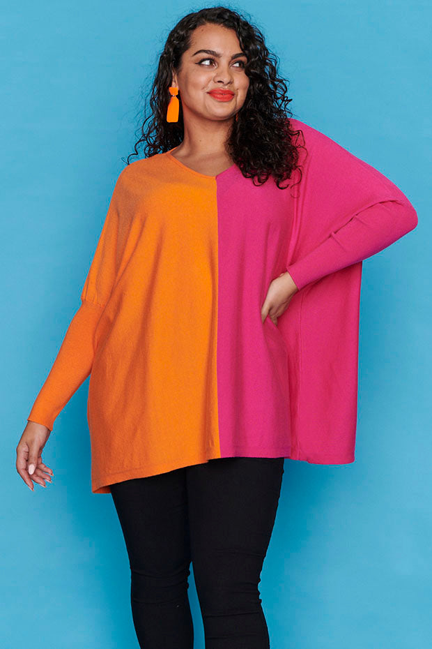 Rewind Orange & Pink Knit – Orange & Pink sweater