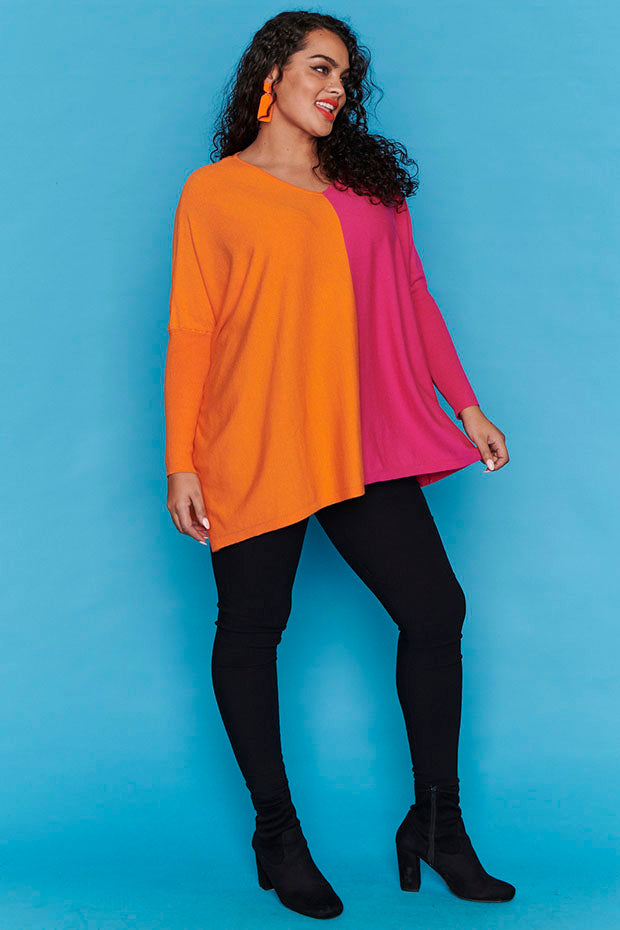 Rewind Orange & Pink Knit – Orange & Pink sweater