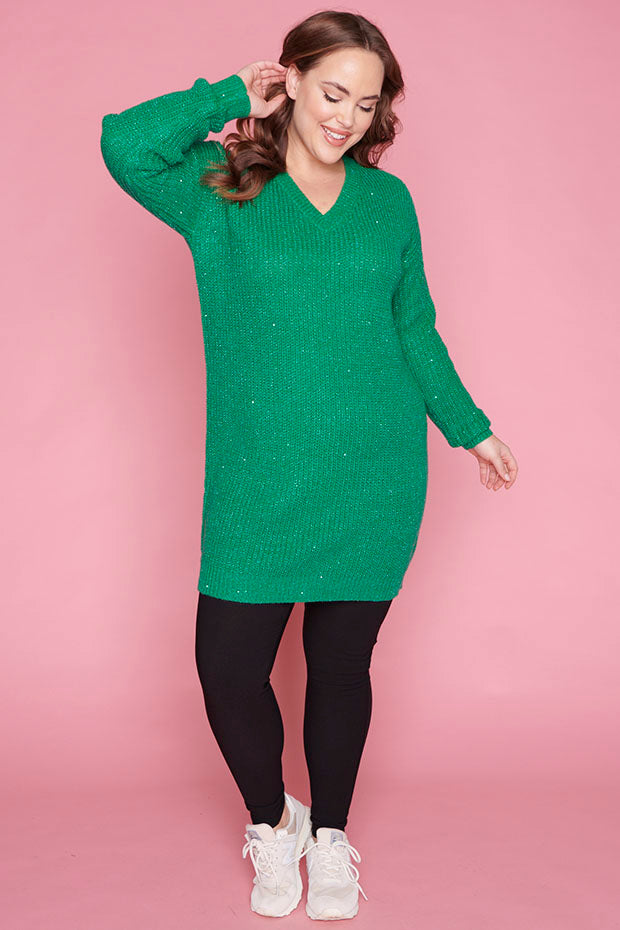 Alexa Green Sparkle Knit – Green Sparkle knit dress