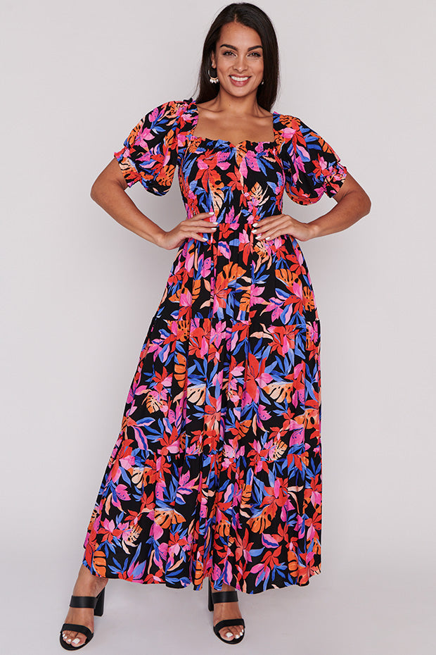 Coco Tropical Crush Shirred Bodice Dress – Tropical Crush maxi dress