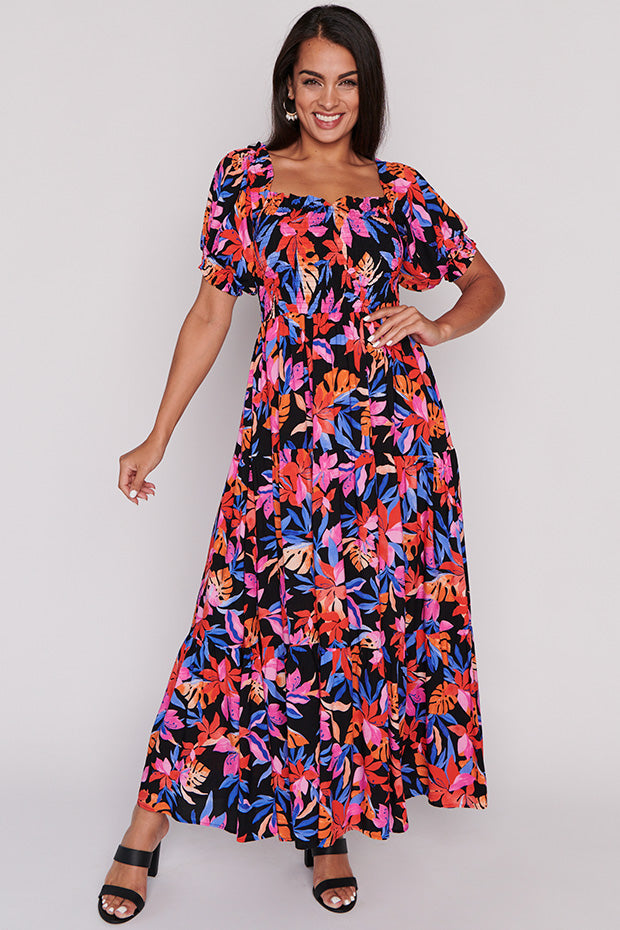 Coco Tropical Crush Shirred Bodice Dress – Tropical Crush maxi dress