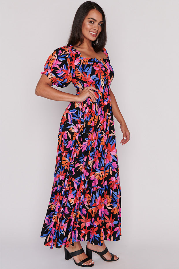 Coco Tropical Crush Shirred Bodice Dress – Tropical Crush maxi dress