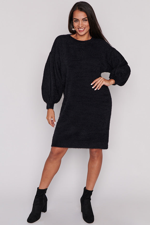 Cozy Black Knit Dress – Black knit dress