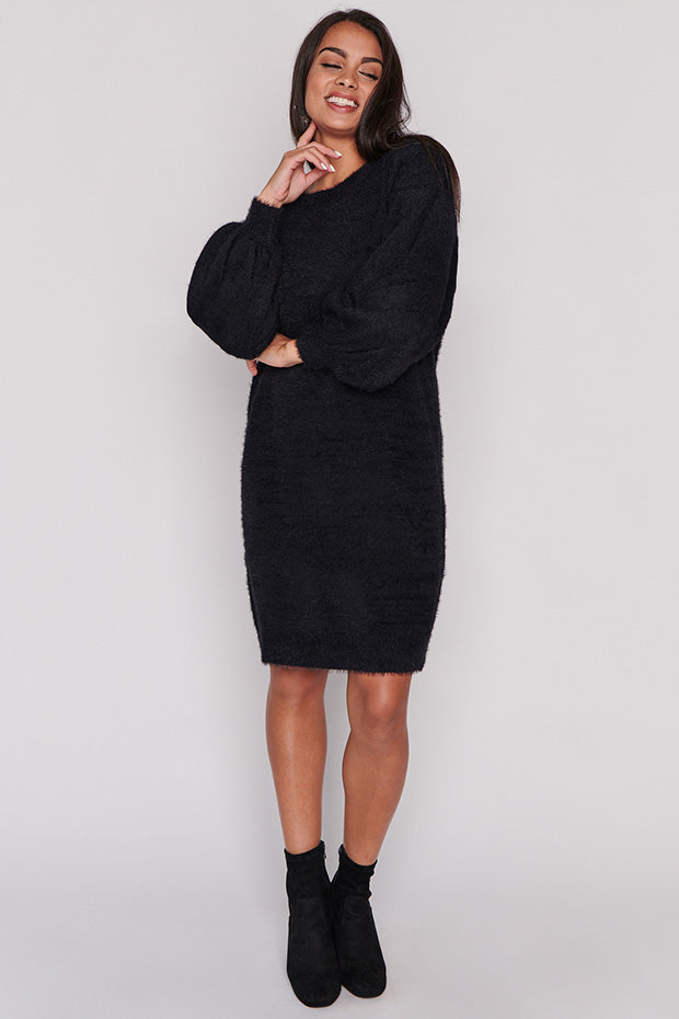 Cozy Black Knit Dress – Black knit dress