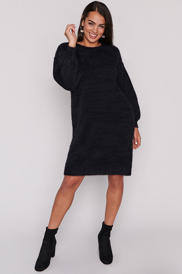 Cozy Black Knit Dress – Black knit dress
