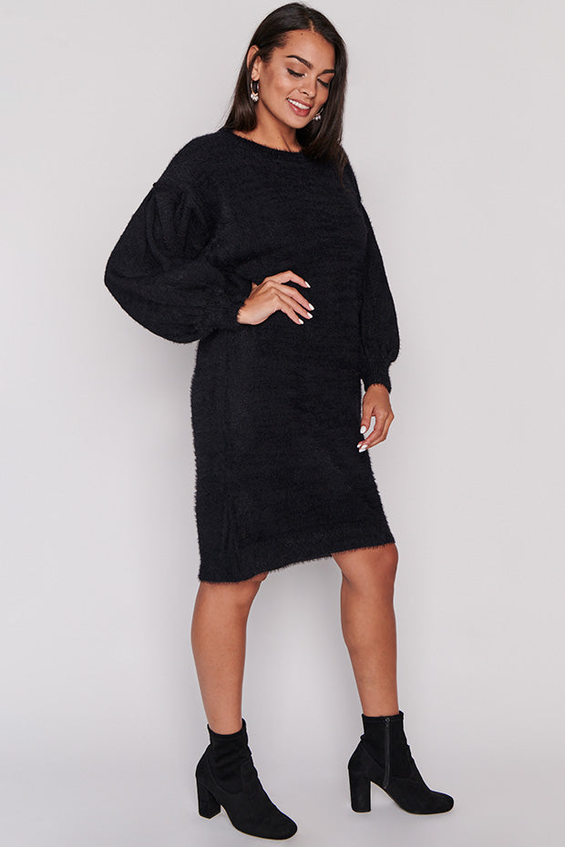 Cozy Black Knit Dress – Black knit dress