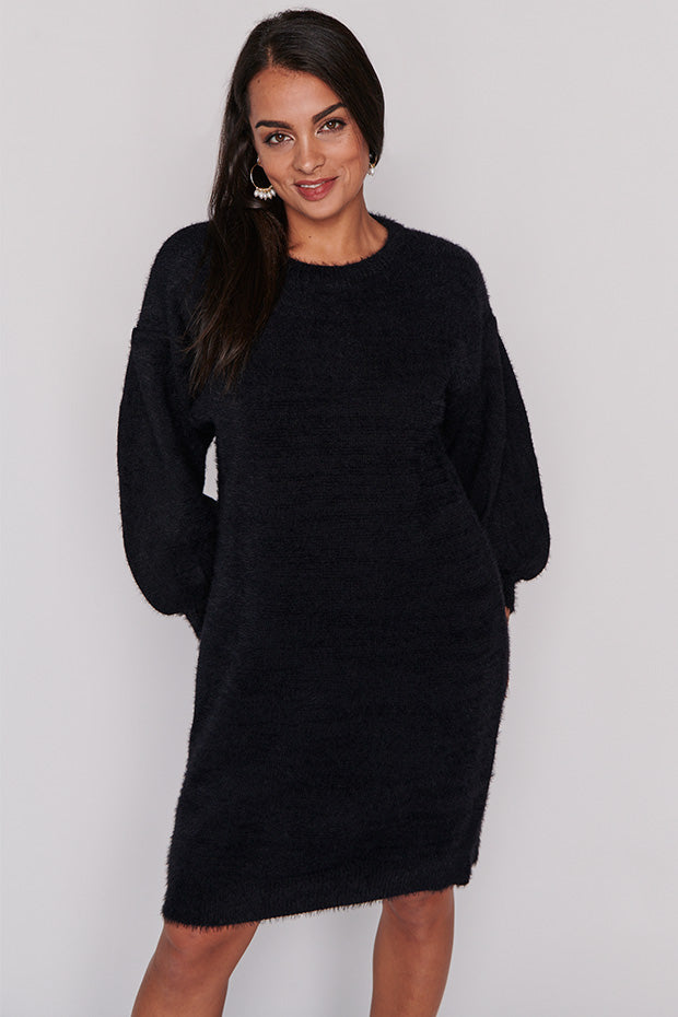 Cozy Black Knit Dress – Black knit dress