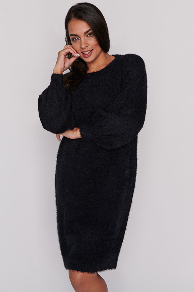 Cozy Black Knit Dress – Black knit dress