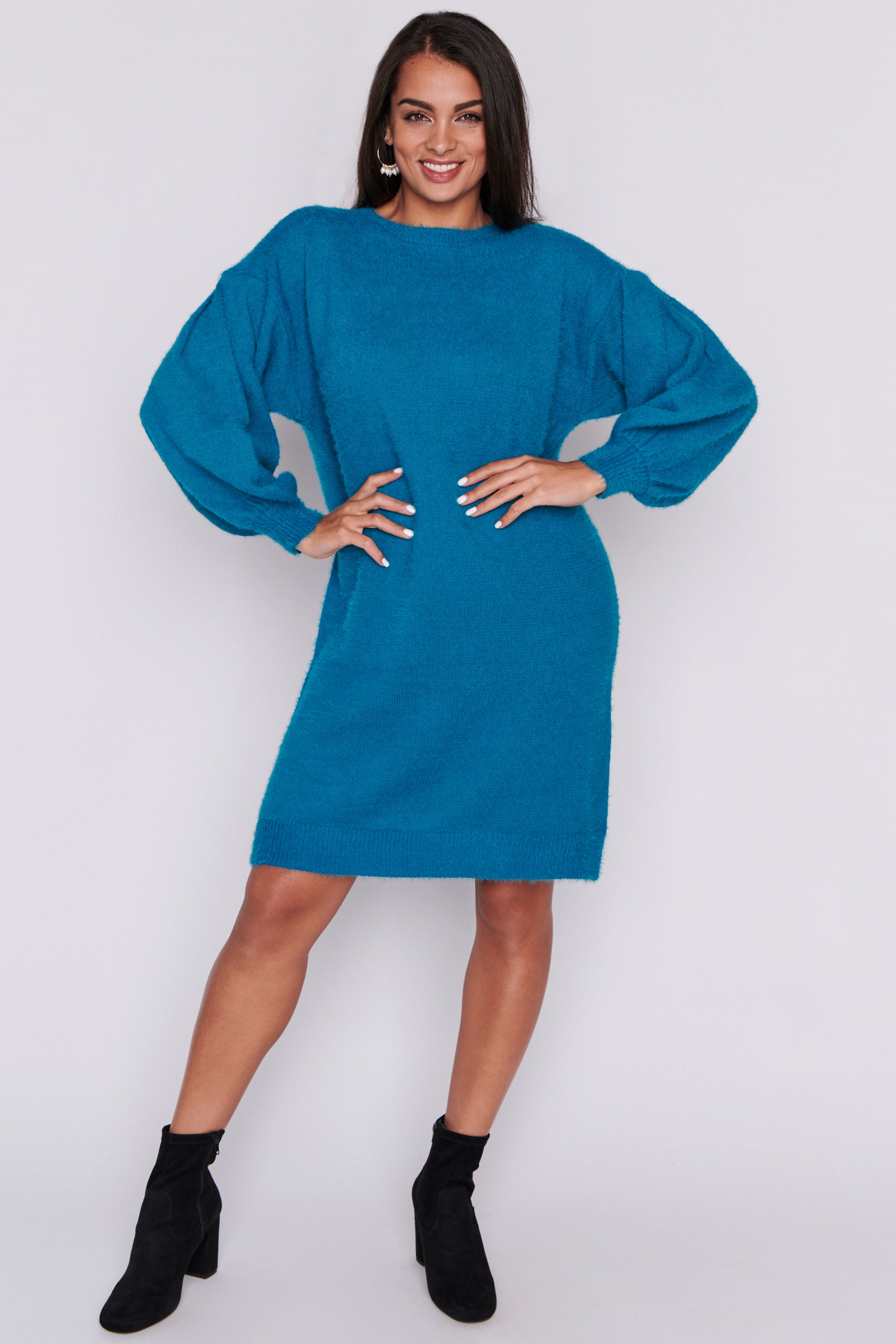 Cozy Harbour Blue Knit Dress – Little Party Dress