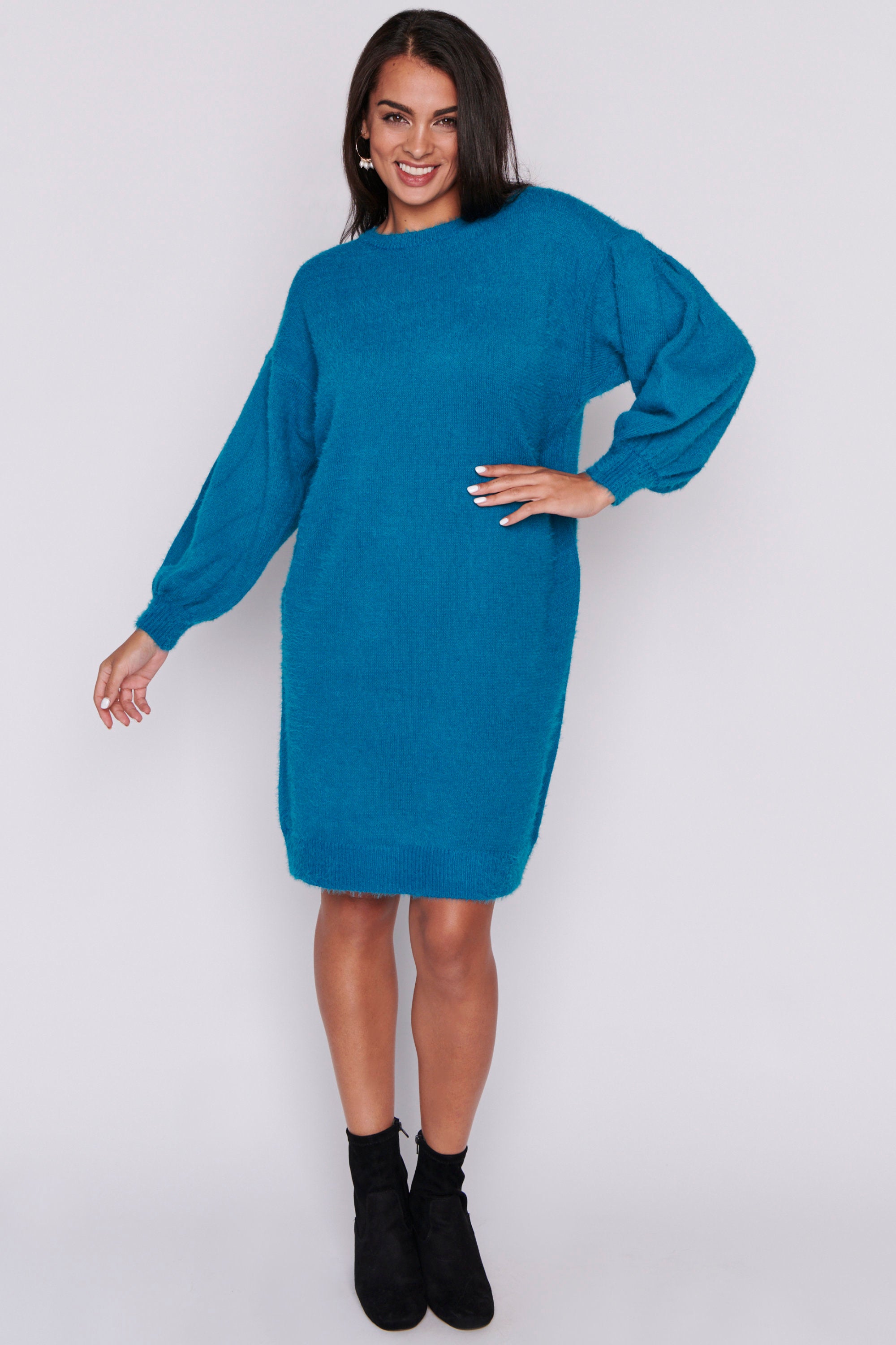 Cozy Harbour Blue Knit Dress – Harbour Blue knit dress