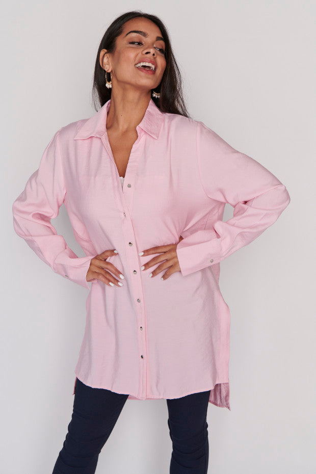 Darcy Pink Long Shirt – Pink longline shirt