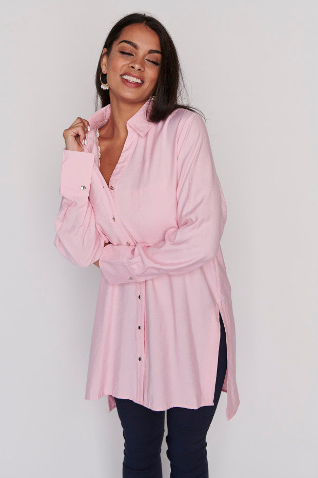 Darcy Pink Long Shirt – Pink longline shirt