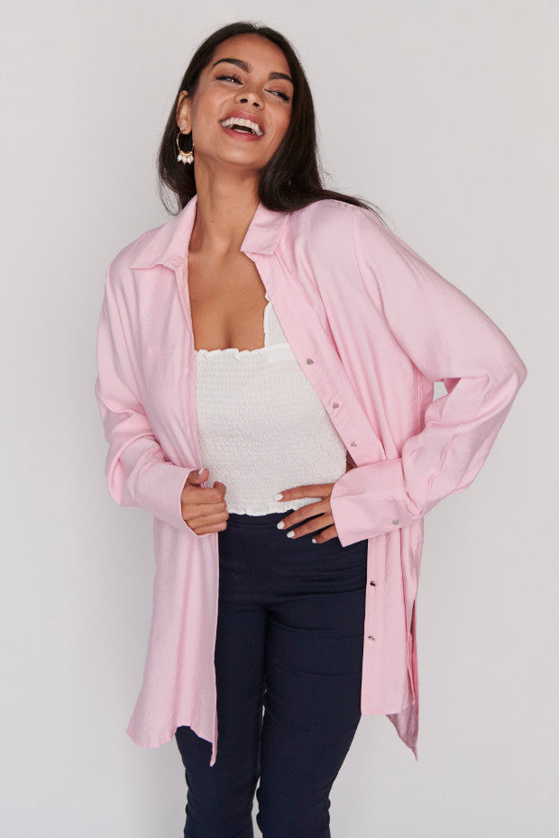 Darcy Pink Long Shirt – Pink longline shirt