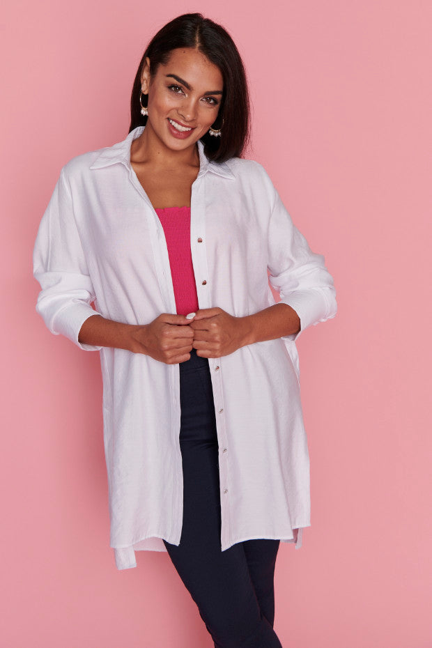 Darcy White Long Shirt – Little Party Dress - Main Image