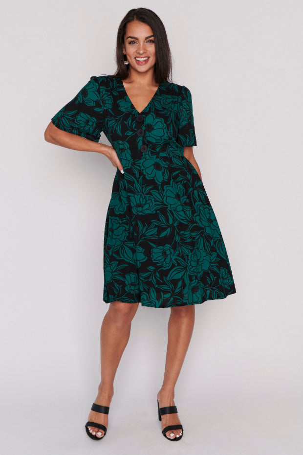 Leesa Midnight Green Dress – Midnight Green knee length dress