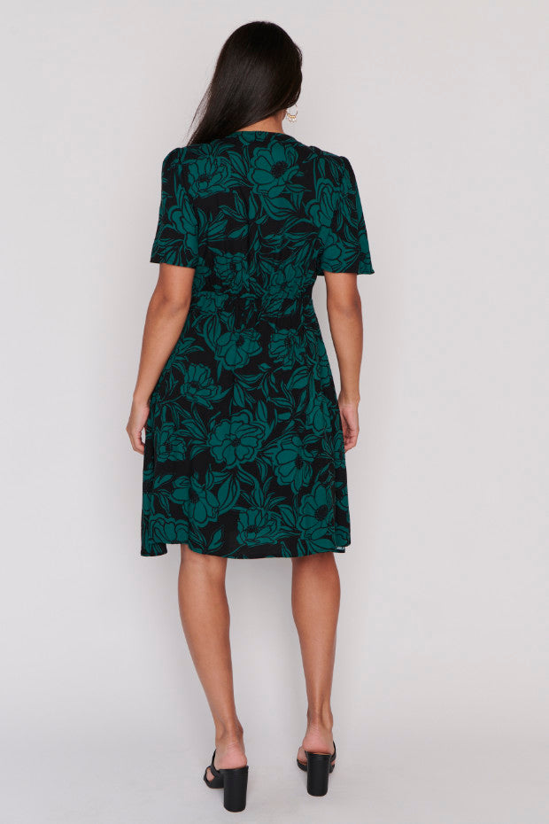 Leesa Midnight Green Dress – Midnight Green knee length dress