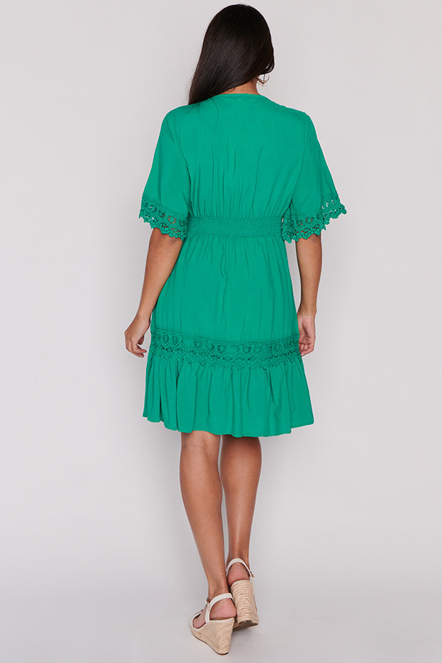 Niki Jade Lace Trim Dress – Jade Lace knee length dress