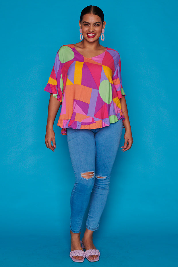 Madison Candy Geo Top – Candy Geo blouse