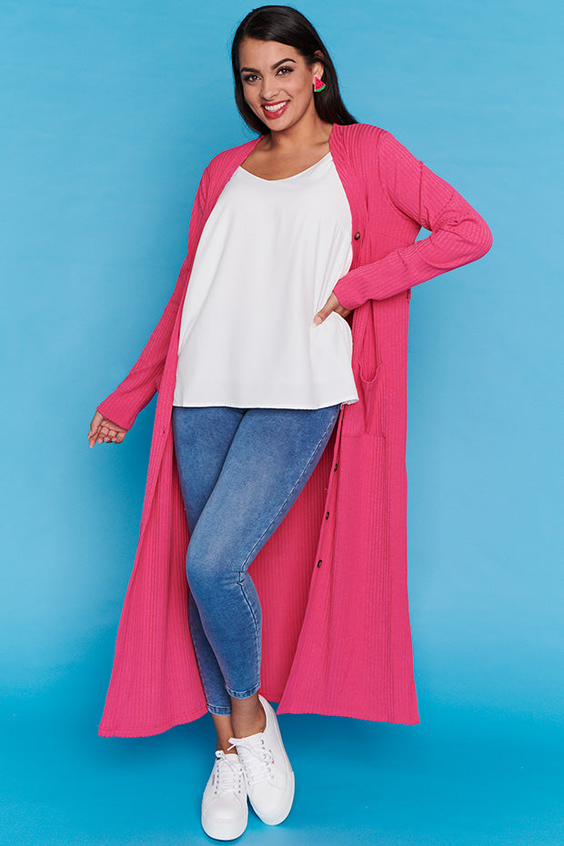 Hana Hot Pink Duster Cardi – Little Party Dress