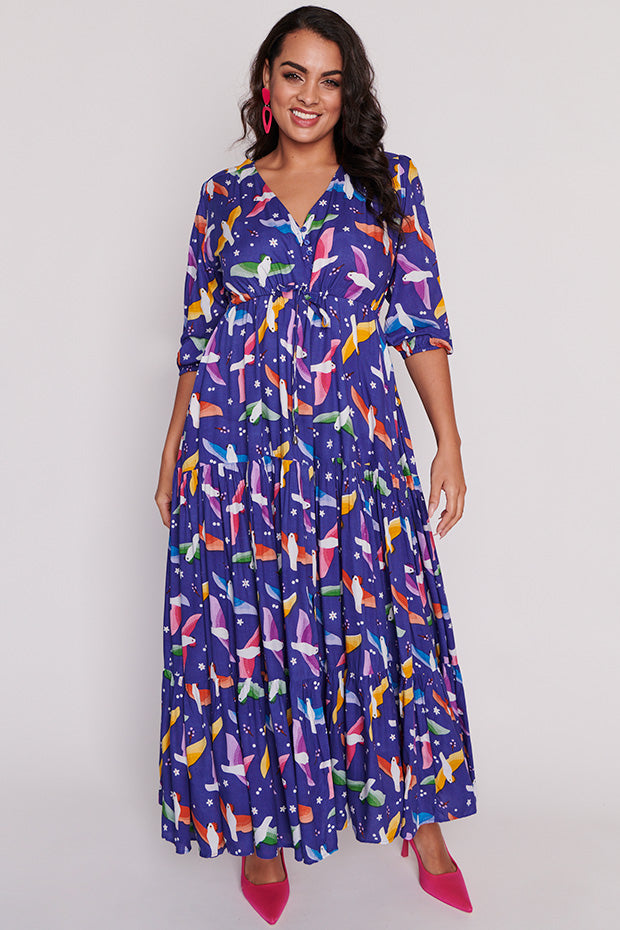 Adeline Rainbow Crackle Dress – Rainbow Crackle maxi dress